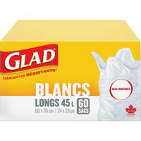 Sacs &agrave; ordures hauts 45 L sans parfum, R&eacute;gulier, 24" la x 28" lo, Blanc TGS INDUSTRIEL