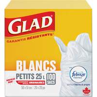 Petits sacs &agrave; ordures 25 L avec Febreze, R&eacute;gulier, 20" la x 20" lo, Blanc TGS INDUSTRIEL