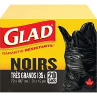 Sacs &agrave; ordures 135 L, R&eacute;gulier, 31" la x 42" lo, Noir TGS INDUSTRIEL