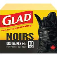 Sacs &agrave; ordures 74 L, R&eacute;gulier, 26" la x 33" lo, Noir TGS INDUSTRIEL