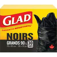 Sacs &agrave; ordures 90 L, R&eacute;gulier, 30" la x 33" lo, Noir TGS INDUSTRIEL
