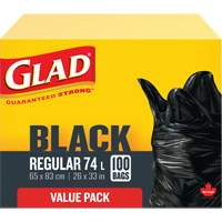Sacs &agrave; ordures 74 L, R&eacute;gulier, 26" la x 33" lo, Noir TGS INDUSTRIEL