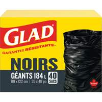 Sacs &agrave; ordures 184 L, R&eacute;gulier, 35" la x 48" lo, Noir TGS INDUSTRIEL