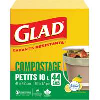 Petits sacs de compostage, R&eacute;gulier, 17" lo x 16" la, Brun, Capacit&eacute; de 10 L (3 gal.) TGS INDUSTRIEL