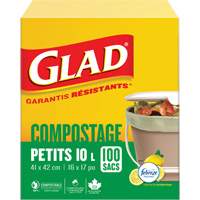 Petits sacs de compostage, R&eacute;gulier, 17" lo x 16" la, Brun, Capacit&eacute; de 10 L (3 gal.) TGS INDUSTRIEL