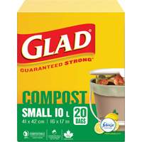 Petits sacs de compostage, R&eacute;gulier, 17" lo x 16" la, Brun, Capacit&eacute; de 10 L (3 gal.) TGS INDUSTRIEL