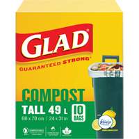 Sacs de compostage hauts, R&eacute;gulier, 31" lo x 24" la, Brun, Capacit&eacute; de 49 L (13 gal.) TGS INDUSTRIEL
