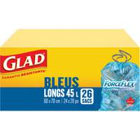 Sacs de recyclage 45 L, R&eacute;gulier, 24" la x 28" lo, Bleu TGS INDUSTRIEL