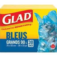 Sacs de recyclage 45 L, R&eacute;gulier, 30" la x 33" lo, Bleu TGS INDUSTRIEL