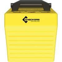 Cale de roue ultra-robuste pour l'exploitation mini&egrave;re Checkers Safety, PEHD, Jaune, 14-1/2" la x 17-1/2" p x 16" h TGS INDUSTRIEL