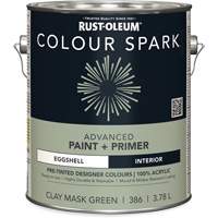 Colour Spark Interior Pre-Tinted Paint + Primer Wall Paint, Clay Mask Green, Eggshell, 3.78 L, Gallon TGS INDUSTRIEL
