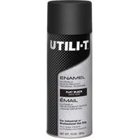 UTILI-T General Purpose Enamel Spray Paint, Black, Flat Finish, 10 oz./283 g, Aerosol Can TGS INDUSTRIEL