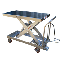 Pneumatic Hydraulic Scissor Lift Table, Stainless Steel, 47-1/2" L x 24" W, 2000 lbs. Cap. TGS INDUSTRIEL