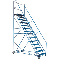 Escabeau roulant certifi&eacute; par la CSA avec pied verrouillable, 14 marches, Largeur de la marche 30", Hauteur de la plateforme 128", Acier TGS INDUSTRIEL