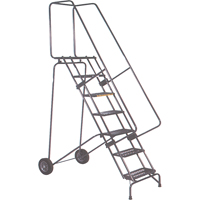 Fold-N-Store Rolling Ladders, 7 Steps, Perforated, 70" High TGS INDUSTRIEL