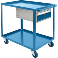 Chariots &agrave; tablettes avec tiroir, 1200 lb Capacit&eacute;, Acier, 24" x la, 36" x ha, 39" p, Roues en Caoutchouc, Enti&egrave;rement soud&eacute;, 1 tirroirs TGS INDUSTRIEL