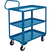 Chariot ergonomique &agrave; tablettes, 800 lb Capacit&eacute;, Acier, 26" la x 37" ha x 38" p, Bordure vers le haut TGS INDUSTRIEL
