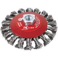 Knot Twisted Conical Bevel Brush, 6" Dia., 0.02" Fill, 5/8"-11 Arbor, Steel TGS INDUSTRIEL