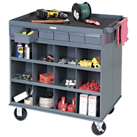 Poste de travail &agrave; deux c&ocirc;t&eacute;s mobile et robuste, 1200 lb Capacit&eacute;, Acier, 34" x la, 34" x ha, 24" p, Enti&egrave;rement soud&eacute;, 6 tirroirs TGS INDUSTRIEL
