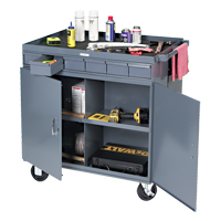 Poste de travail &agrave; deux c&ocirc;t&eacute;s mobile et robuste, 1200 lb Capacit&eacute;, Acier, 34" x la, 34" x ha, 24" p, Enti&egrave;rement soud&eacute;, 6 tirroirs TGS INDUSTRIEL
