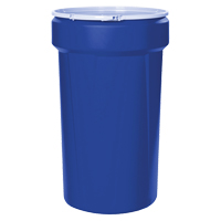 Baril emboîtable en poly&eacute;thyl&egrave;ne, 55 gal. US (45 gal. imp.), Dessus ouvert, Bleu TGS INDUSTRIEL