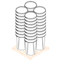 Baril emboîtable en poly&eacute;thyl&egrave;ne, 55 gal. US (45 gal. imp.), Dessus ouvert, Jaune TGS INDUSTRIEL