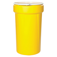 Baril emboîtable en poly&eacute;thyl&egrave;ne, 55 gal. US (45 gal. imp.), Dessus ouvert, Jaune TGS INDUSTRIEL