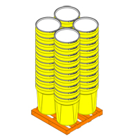 Baril emboîtable en poly&eacute;thyl&egrave;ne, 30 gal. US (25 gal. imp.), Dessus ouvert, Jaune TGS INDUSTRIEL