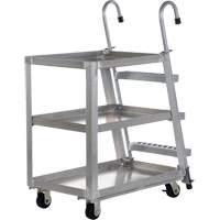 Chariot de pr&eacute;l&egrave;vement de stock, Aluminium, 21-7/8" la x 40" p, 3 tablettes, Capacit&eacute; 660 lb TGS INDUSTRIEL