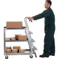 Chariot de pr&eacute;l&egrave;vement de stock, Aluminium, 21-7/8" la x 40" p, 3 tablettes, Capacit&eacute; 660 lb TGS INDUSTRIEL