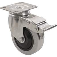 Roulette 2309 avec 2 freins, Pivotant avec frein, 5" (127 mm), Gris Envirothane, 350 lb (158,8 kg) TGS INDUSTRIEL