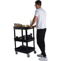 Utility Cart with Deep Lip Shelf, 3 Tiers, 19" x 39-1/2" x 28-1/4", 330 lbs. Capacity TGS INDUSTRIEL