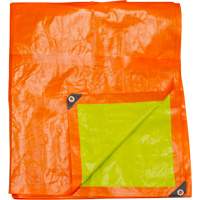 High-Visibility Heavy-Duty Woven Tarp, Polyethylene, Green/Orange, 16' x 20' x 12 mils TGS INDUSTRIEL