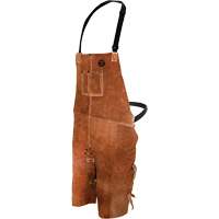 Leather Welding Apron, Split-Leg Bib, 36" L, Brown TGS INDUSTRIEL