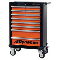 Roller Tool Cabinet, 10 Drawers, 28" W x 18" D x 43-1/4" H, Black/Orange TGS INDUSTRIEL