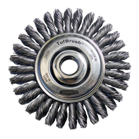 TufBrush Knot Wire Wheel Brush, 4" Dia., 0.02" Fill, 5/8"-11 Arbor, Steel TGS INDUSTRIEL