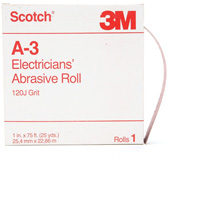 Rouleau abrasif pour &eacute;lectricien A-3 Scotch, Oxyde d'aluminium, 1" la x 75' lo, Grain 120 TGS INDUSTRIEL