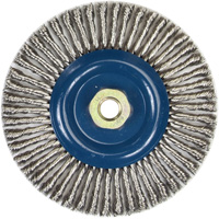 Brosse &agrave; fils nou&eacute;s pour cordons de soudure pour meuleuse angulaire, Dia. 6", Fils 0,02", Arbre 5/8"-11, Acier inoxydable TGS INDUSTRIEL