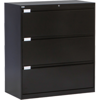 Classeur lat&eacute;ral, Acier, 3 tiroirs, 36" la x 18" p x 40-1/16" h, Noir TGS INDUSTRIEL