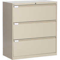 Classeur lat&eacute;ral, Acier, 3 tiroirs, 36" la x 18" p x 40-1/16" h, Beige TGS INDUSTRIEL