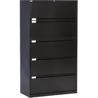 Classeur lat&eacute;ral, Acier, 5 tiroirs, 36" la x 18" p x 65-1/2" h, Noir TGS INDUSTRIEL