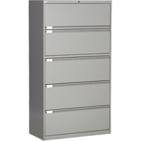 Classeur lat&eacute;ral, Acier, 5 tiroirs, 36" la x 18" p x 65-1/2" h, Gris TGS INDUSTRIEL