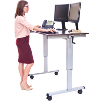Postes de travail ajustables pour travail assis et debout , , 48-1/2" h x 48" la x 32-1/2" p, Noyer TGS INDUSTRIEL