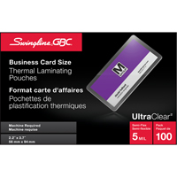 Pochettes lamin&eacute;es pour cartes d'affaires Swingline UltraClear TGS INDUSTRIEL