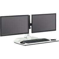 Soar Sit/Stand Electric Desk with Dual Monitor Arm, Desktop Unit, 37-1/4" H x 27-3/4" W x 22" D, White TGS INDUSTRIEL