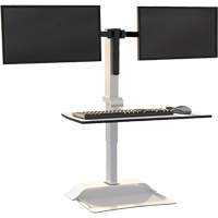 Soar Sit/Stand Electric Desk with Dual Monitor Arm, Desktop Unit, 37-1/4" H x 27-3/4" W x 22" D, White TGS INDUSTRIEL