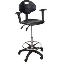Tabouret ergonomique robuste avec accoudoirs r&eacute;glables et roulettes en nylon, Mobile, Ajustable Hauteur, Capacit&eacute; 250 lb TGS INDUSTRIEL