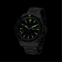 Tr&egrave;s grande montre automatique avec jour/date avec bracelet en acier inoxydable, Num&eacute;rique, &agrave; piles, 46 mm, Argent TGS INDUSTRIEL