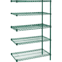 &eacute;tag&egrave;res robustes en treillis m&eacute;tallique au fini &eacute;poxy vert, Ensemble de Ajout, 5 Tablettes, 36" la x 86" h x 24" p TGS INDUSTRIEL