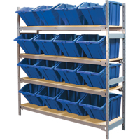 Wide Span Shelving with Jumbo Plastic Bins, Steel, Boltless, 800 lbs. Capacity, 66" W x 72" H x 18" D TGS INDUSTRIEL